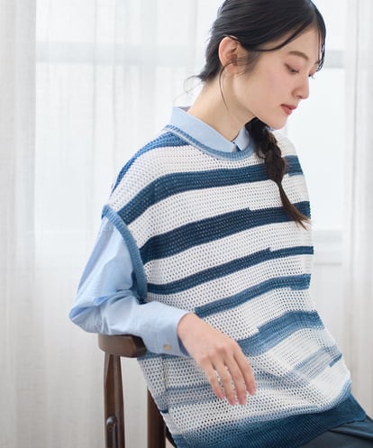 NGFGF40230 GIANNI LO GIUDICE カスリボーダーニットベスト