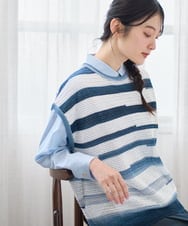 NGFGF40230 GIANNI LO GIUDICE(ジャンニ ロ ジュディチェ) カスリボーダーニットベスト ネイビー