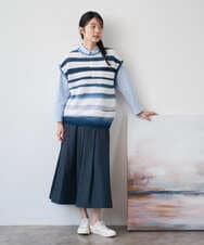 NGFGF40230 GIANNI LO GIUDICE(ジャンニ ロ ジュディチェ) カスリボーダーニットベスト ネイビー