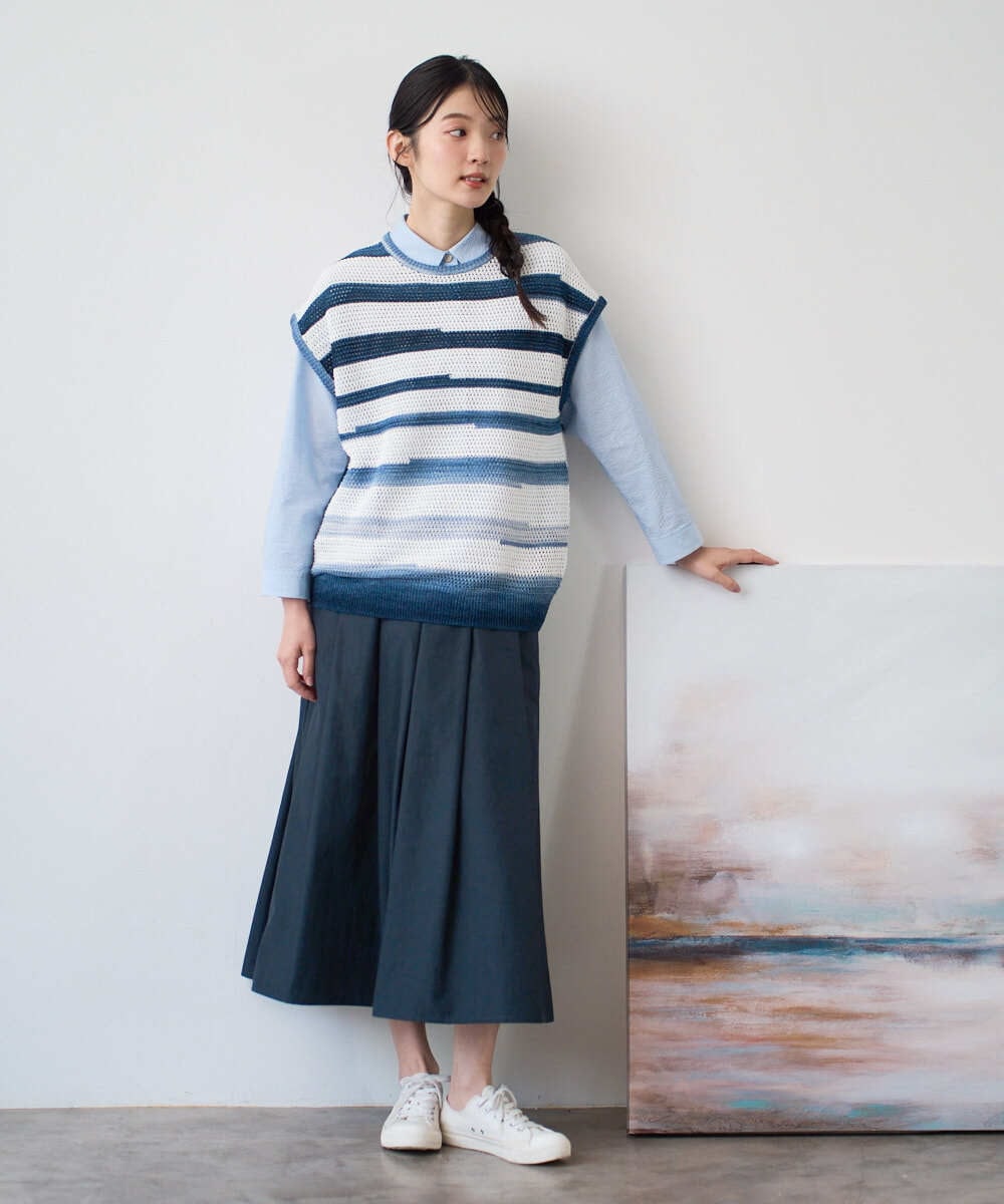 NGFGF40230 GIANNI LO GIUDICE(ジャンニ ロ ジュディチェ) カスリボーダーニットベスト ネイビー