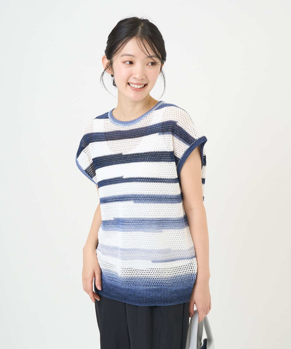 NGFGF40230 GIANNI LO GIUDICE(ジャンニ ロ ジュディチェ) カスリボーダーニットベスト ネイビー