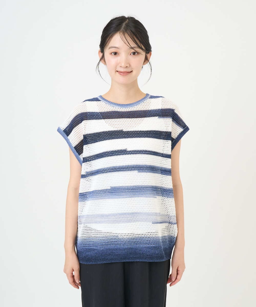 NGFGF40230 GIANNI LO GIUDICE(ジャンニ ロ ジュディチェ) カスリボーダーニットベスト ネイビー