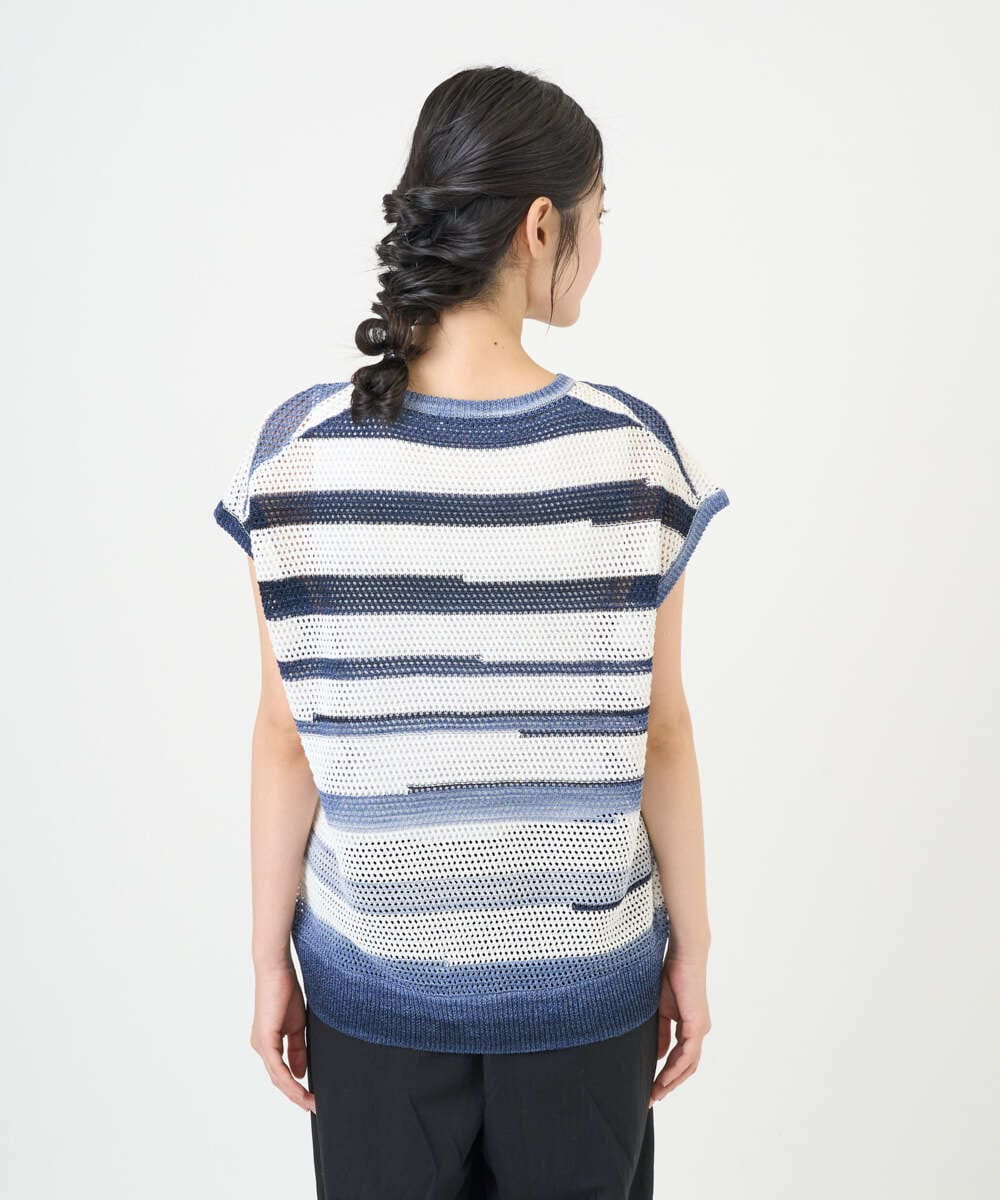 NGFGF40230 GIANNI LO GIUDICE(ジャンニ ロ ジュディチェ) カスリボーダーニットベスト ネイビー