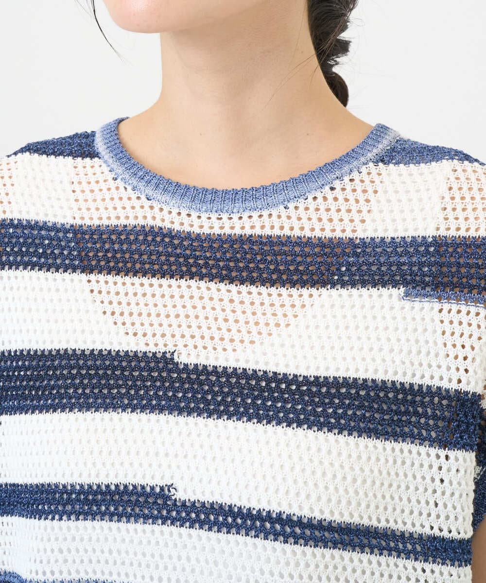 NGFGF40230 GIANNI LO GIUDICE(ジャンニ ロ ジュディチェ) カスリボーダーニットベスト ネイビー