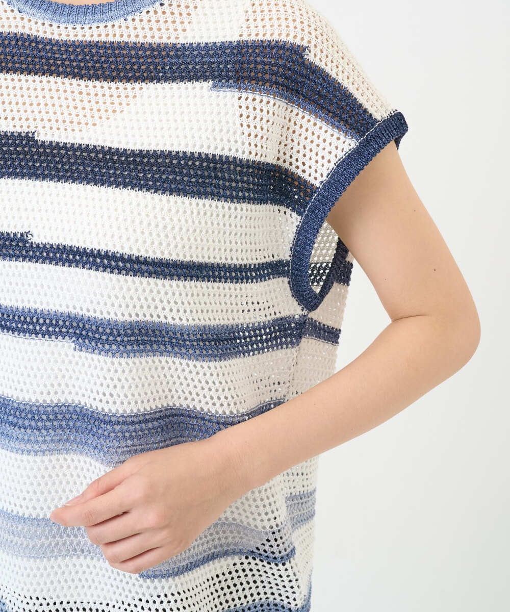 NGFGF40230 GIANNI LO GIUDICE(ジャンニ ロ ジュディチェ) カスリボーダーニットベスト ネイビー