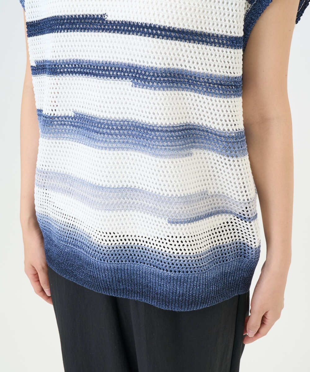 NGFGF40230 GIANNI LO GIUDICE(ジャンニ ロ ジュディチェ) カスリボーダーニットベスト ネイビー