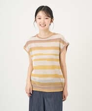 NGFGF40230 GIANNI LO GIUDICE(ジャンニ ロ ジュディチェ) カスリボーダーニットベスト ベージュイエロー