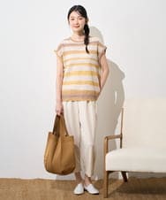 NGFGF40230 GIANNI LO GIUDICE(ジャンニ ロ ジュディチェ) カスリボーダーニットベスト ベージュイエロー