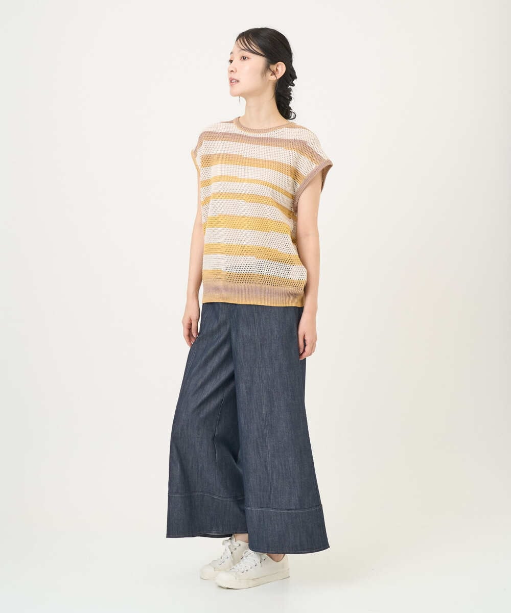 NGFGF40230 GIANNI LO GIUDICE(ジャンニ ロ ジュディチェ) カスリボーダーニットベスト ベージュイエロー