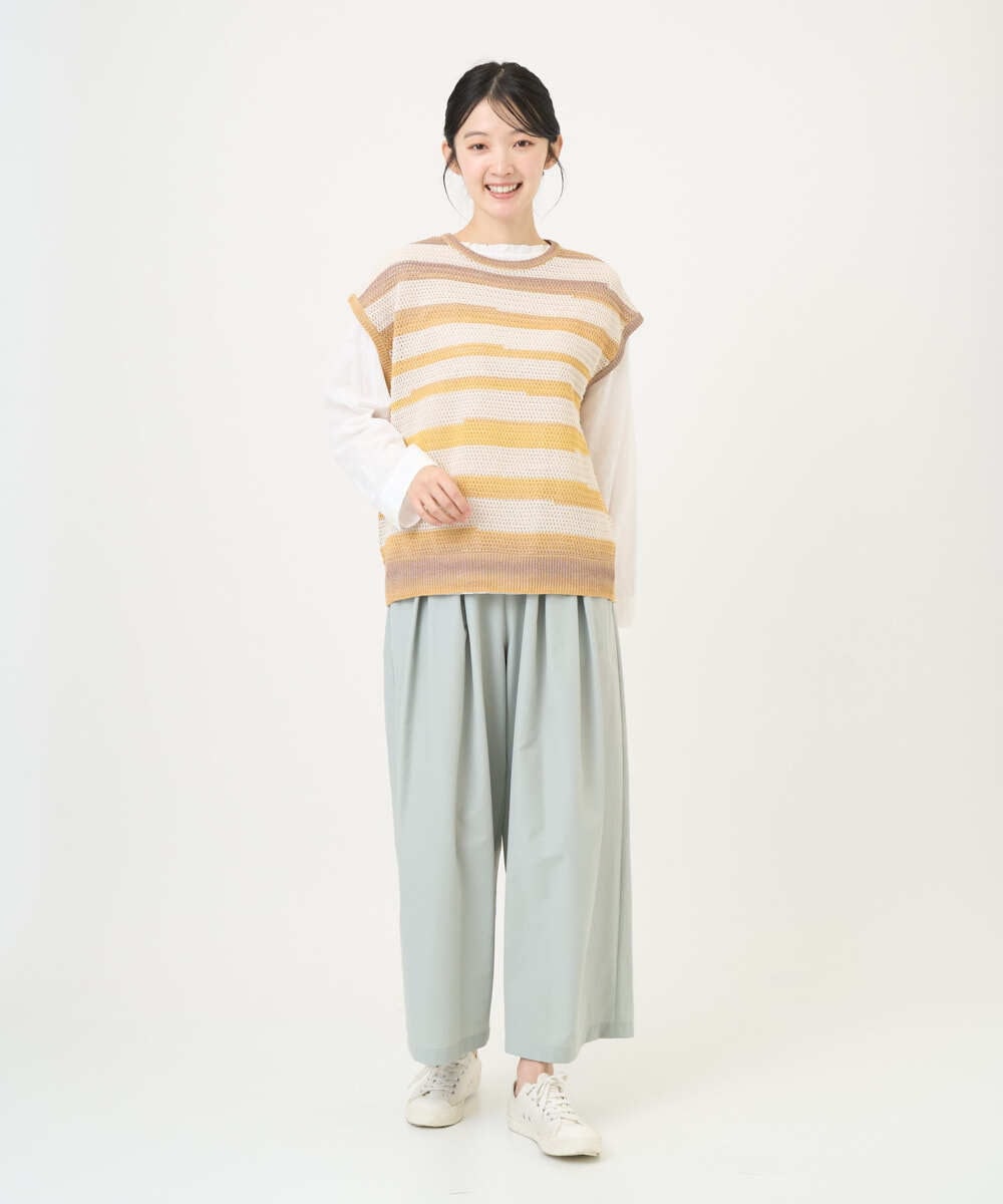 NGFGF40230 GIANNI LO GIUDICE(ジャンニ ロ ジュディチェ) カスリボーダーニットベスト ベージュイエロー