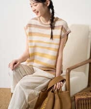 NGFGF40230 GIANNI LO GIUDICE(ジャンニ ロ ジュディチェ) カスリボーダーニットベスト ベージュイエロー