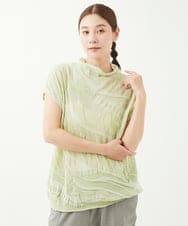 NGFGV42230 GIANNI LO GIUDICE(ジャンニ ロ ジュディチェ) [洗える]ウェーブプレーティング刺繍ニット カーキ