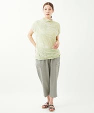 NGFGV42230 GIANNI LO GIUDICE(ジャンニ ロ ジュディチェ) [洗える]ウェーブプレーティング刺繍ニット カーキ