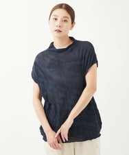 NGFGV42230 GIANNI LO GIUDICE(ジャンニ ロ ジュディチェ) [洗える]ウェーブプレーティング刺繍ニット ネイビー