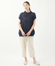 NGFGV42230 GIANNI LO GIUDICE(ジャンニ ロ ジュディチェ) [洗える]ウェーブプレーティング刺繍ニット ネイビー