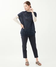 NGFGV42230 GIANNI LO GIUDICE(ジャンニ ロ ジュディチェ) [洗える]ウェーブプレーティング刺繍ニット ネイビー