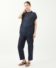 NGFGV42230 GIANNI LO GIUDICE(ジャンニ ロ ジュディチェ) [洗える]ウェーブプレーティング刺繍ニット ネイビー