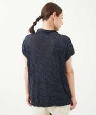 NGFGV42230 GIANNI LO GIUDICE(ジャンニ ロ ジュディチェ) [洗える]ウェーブプレーティング刺繍ニット ネイビー