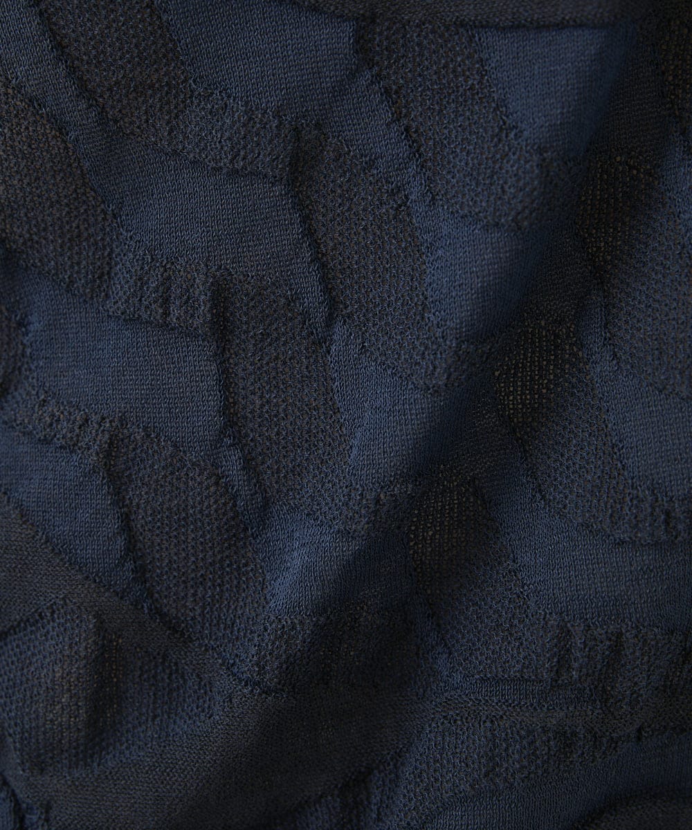 NGFGV42230 GIANNI LO GIUDICE(ジャンニ ロ ジュディチェ) [洗える]ウェーブプレーティング刺繍ニット ネイビー