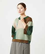 NGFHA10260 GIANNI LO GIUDICE(ジャンニ ロ ジュディチェ) [洗える]透かし柄インターシャプルオーバーニット カーキ