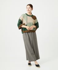 NGFHA10260 GIANNI LO GIUDICE(ジャンニ ロ ジュディチェ) [洗える]透かし柄インターシャプルオーバーニット カーキ