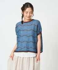 NGFHD05200 GIANNI LO GIUDICE(ジャンニ ロ ジュディチェ) [洗える]ペーパーヤーンボーダーニット ブルー