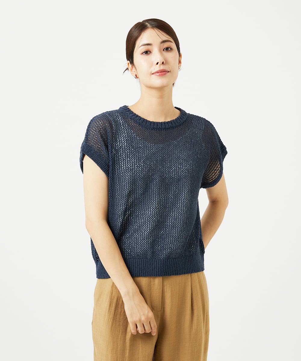 NGFJB01180 GIANNI LO GIUDICE(ジャンニ ロ ジュディチェ) [洗える]Peメッシュニット ネイビー