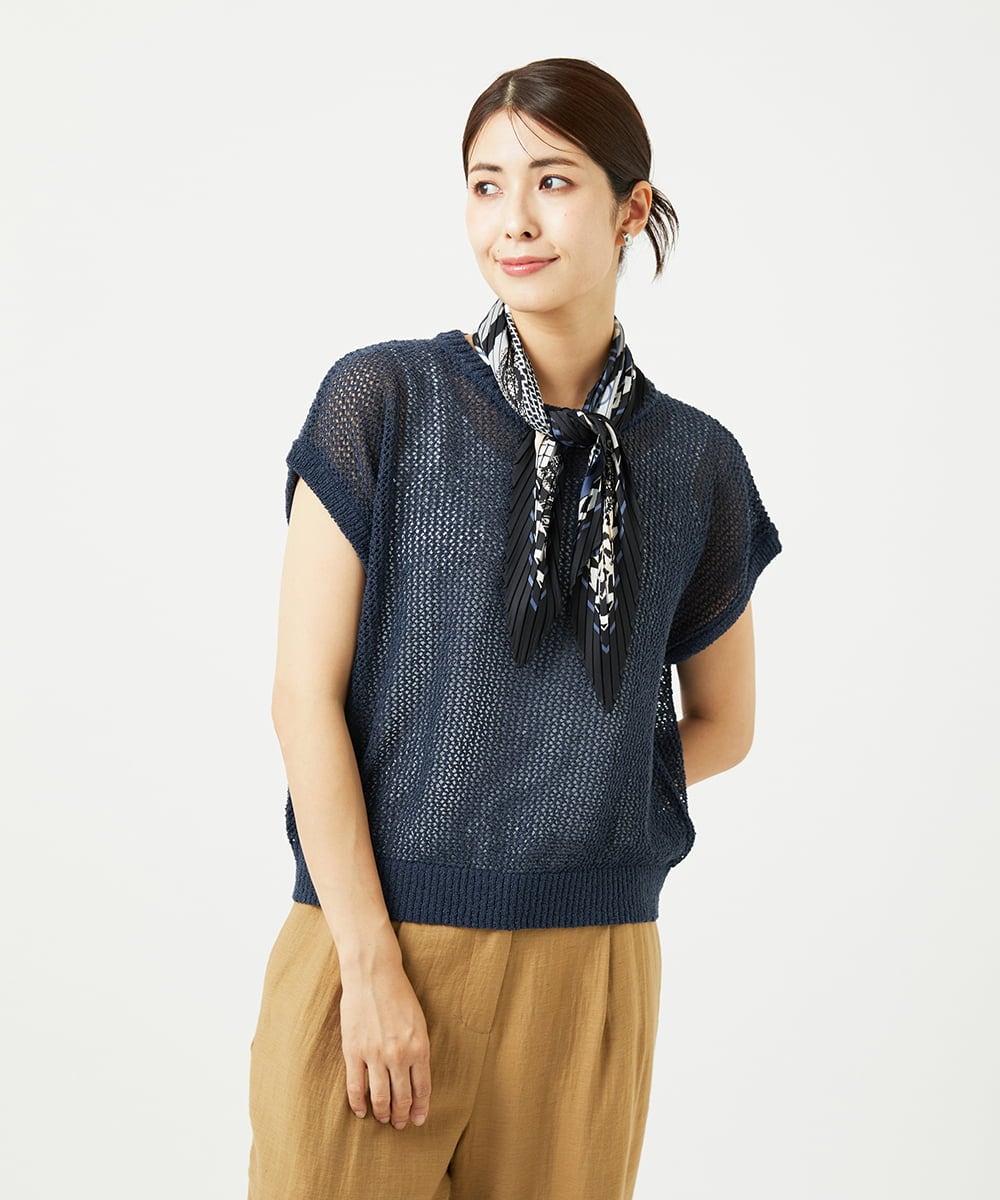 NGFJB01180 GIANNI LO GIUDICE(ジャンニ ロ ジュディチェ) [洗える]Peメッシュニット ネイビー