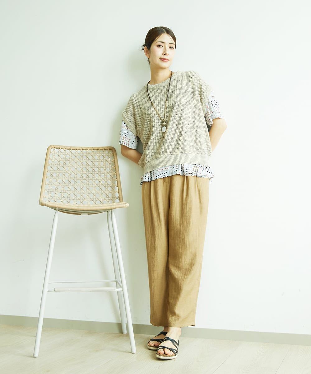 NGFJB01180 GIANNI LO GIUDICE(ジャンニ ロ ジュディチェ) [洗える]Peメッシュニット ベージュ