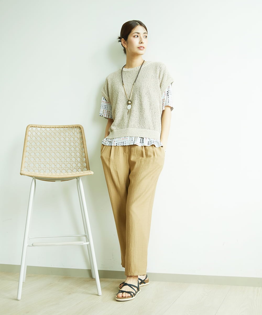 NGFJB01180 GIANNI LO GIUDICE(ジャンニ ロ ジュディチェ) [洗える]Peメッシュニット ベージュ