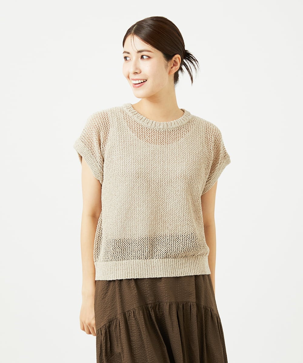 NGFJB01180 GIANNI LO GIUDICE(ジャンニ ロ ジュディチェ) [洗える]Peメッシュニット ベージュ