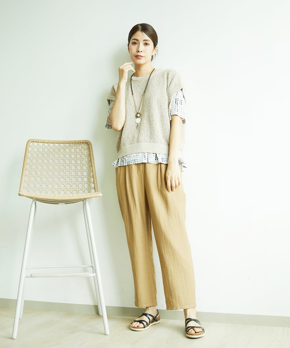 NGFJB01180 GIANNI LO GIUDICE(ジャンニ ロ ジュディチェ) [洗える]Peメッシュニット ベージュ