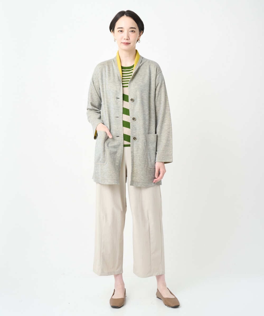 NGFJB20230 GIANNI LO GIUDICE(ジャンニ ロ ジュディチェ) [洗える]シルク混ボーダーニット グリーン