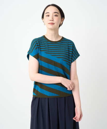 NGFJB20230 GIANNI LO GIUDICE [洗える]シルク混ボーダーニット