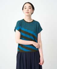 NGFJB20230 GIANNI LO GIUDICE(ジャンニ ロ ジュディチェ) [洗える]シルク混ボーダーニット ブルー