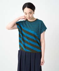 NGFJB20230 GIANNI LO GIUDICE(ジャンニ ロ ジュディチェ) [洗える]シルク混ボーダーニット ブルー