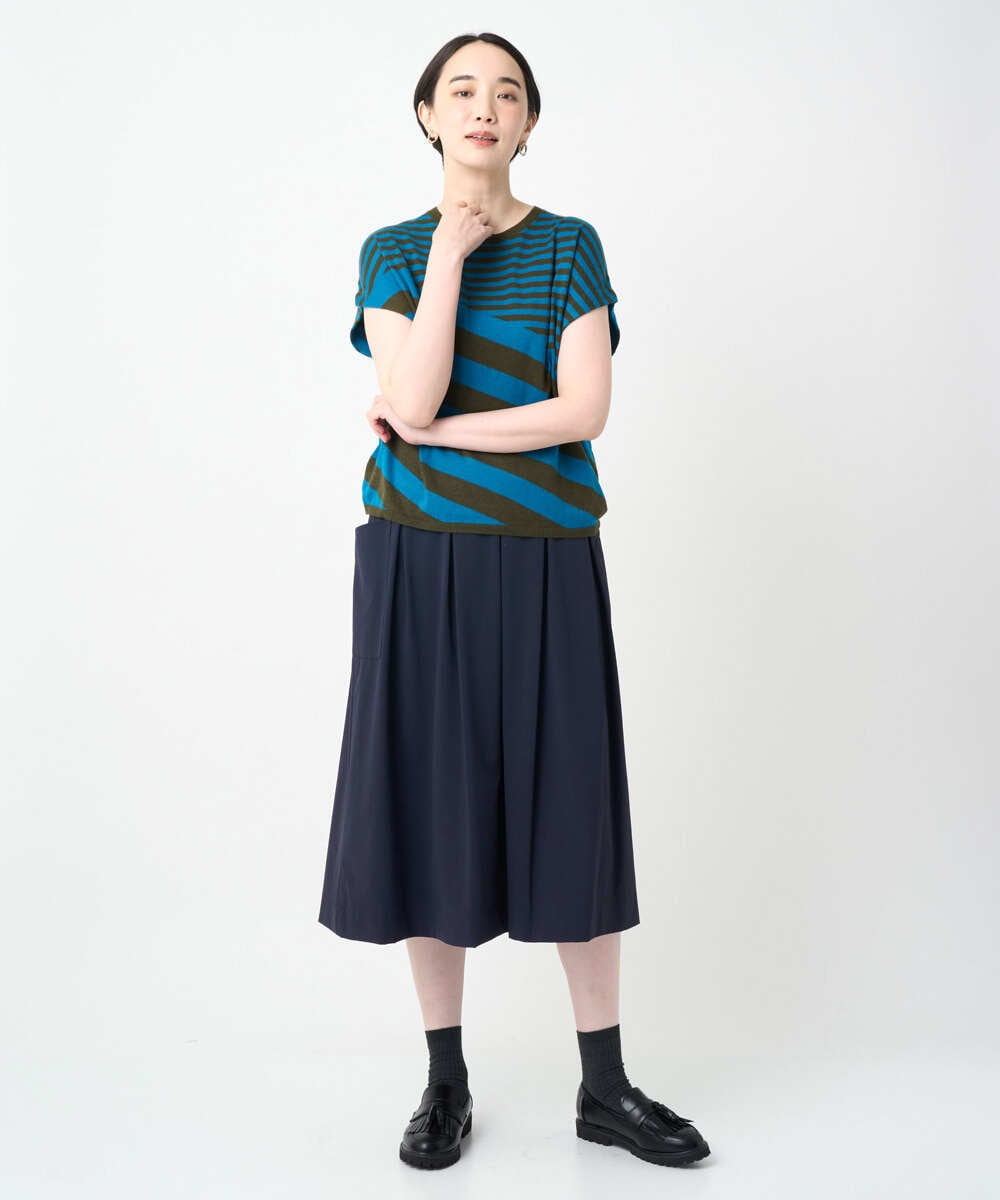NGFJB20230 GIANNI LO GIUDICE(ジャンニ ロ ジュディチェ) [洗える]シルク混ボーダーニット ブルー