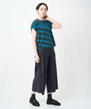NGFJB20230 GIANNI LO GIUDICE(ジャンニ ロ ジュディチェ) [洗える]シルク混ボーダーニット ブルー