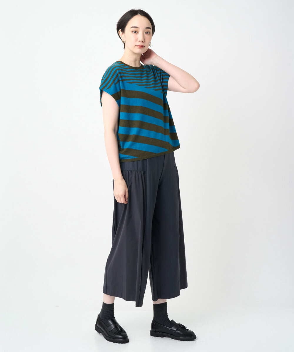 NGFJB20230 GIANNI LO GIUDICE(ジャンニ ロ ジュディチェ) [洗える]シルク混ボーダーニット ブルー