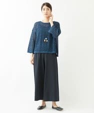NGFJS10290 GIANNI LO GIUDICE(ジャンニ ロ ジュディチェ) [洗える・日本製]レースボーダーニット ネイビー