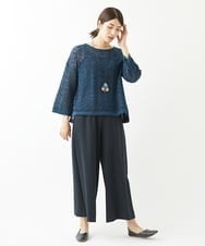NGFJS10290 GIANNI LO GIUDICE(ジャンニ ロ ジュディチェ) [洗える・日本製]レースボーダーニット ネイビー