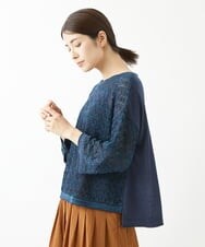 NGFJS10290 GIANNI LO GIUDICE(ジャンニ ロ ジュディチェ) [洗える・日本製]レースボーダーニット ネイビー