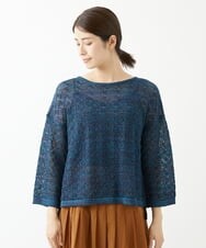 NGFJS10290 GIANNI LO GIUDICE(ジャンニ ロ ジュディチェ) [洗える・日本製]レースボーダーニット ネイビー