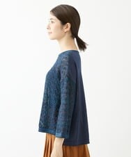 NGFJS10290 GIANNI LO GIUDICE(ジャンニ ロ ジュディチェ) [洗える・日本製]レースボーダーニット ネイビー