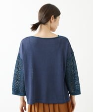 NGFJS10290 GIANNI LO GIUDICE(ジャンニ ロ ジュディチェ) [洗える・日本製]レースボーダーニット ネイビー