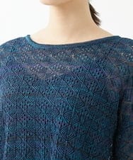 NGFJS10290 GIANNI LO GIUDICE(ジャンニ ロ ジュディチェ) [洗える・日本製]レースボーダーニット ネイビー