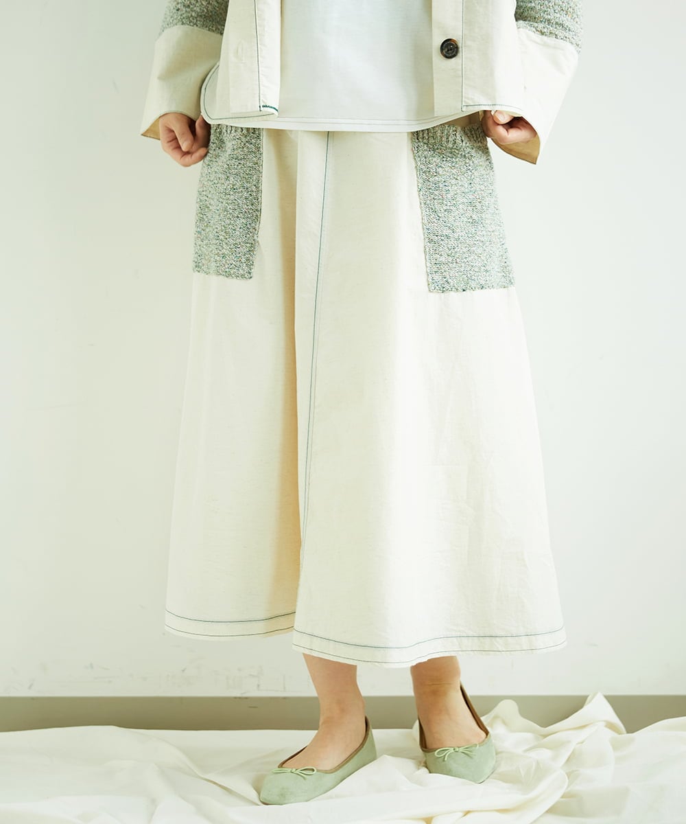 NGGEF12330 GIANNI LO GIUDICE(ジャンニ ロ ジュディチェ) 綿麻ニットスカート グリーン