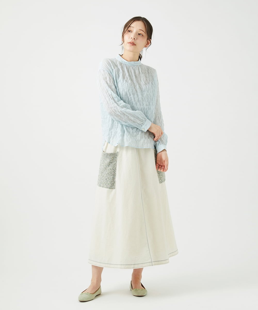 NGGEF12330 GIANNI LO GIUDICE(ジャンニ ロ ジュディチェ) 綿麻ニットスカート グリーン