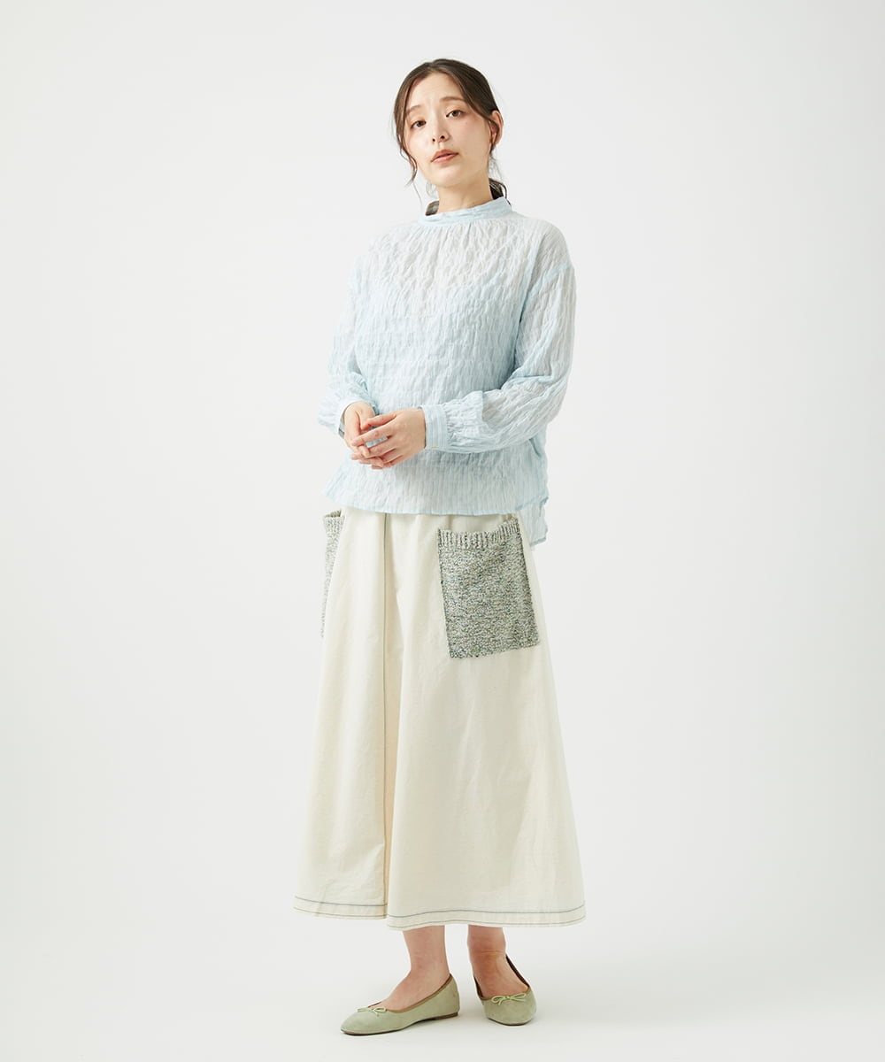 NGGEF12330 GIANNI LO GIUDICE(ジャンニ ロ ジュディチェ) 綿麻ニットスカート グリーン