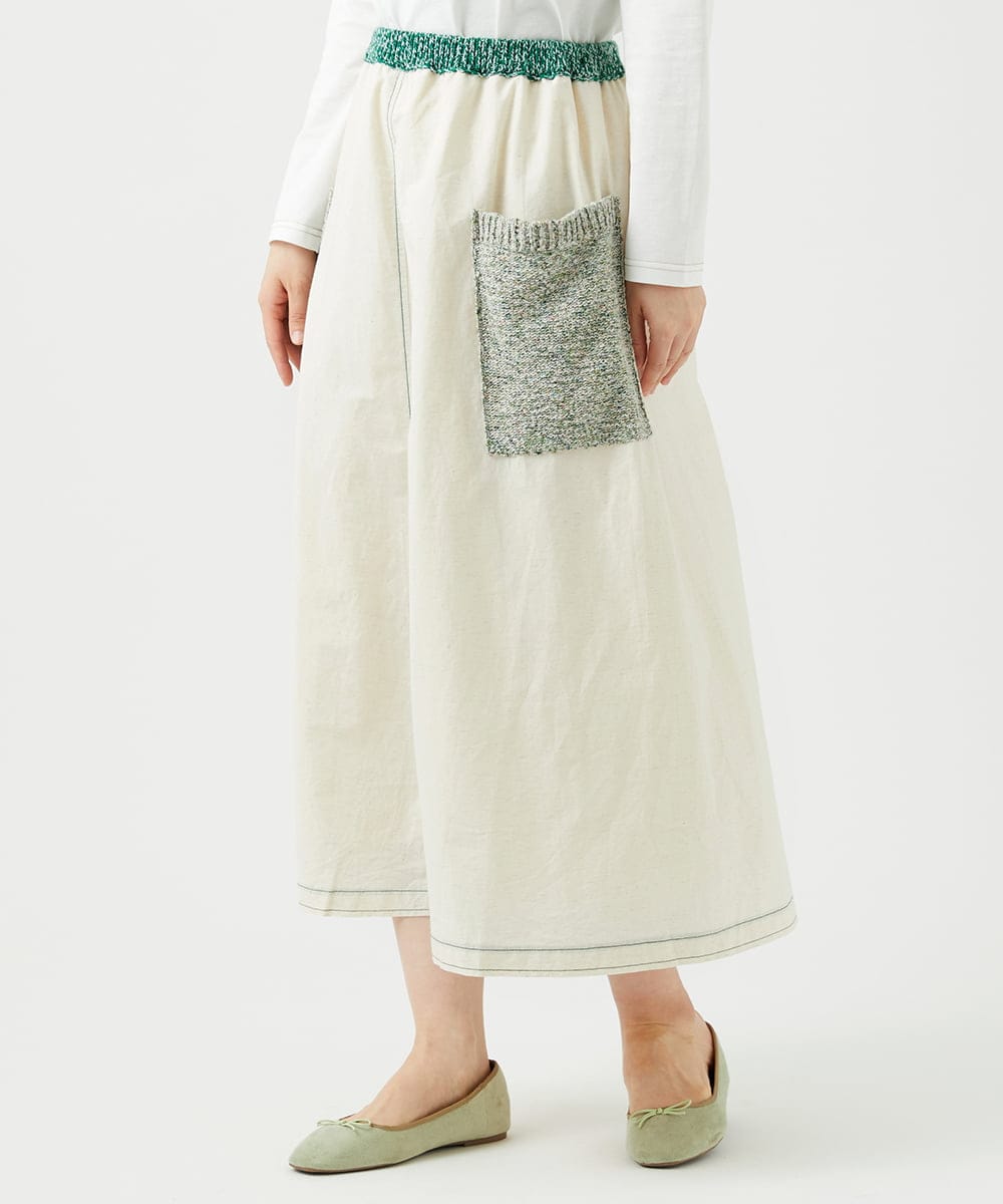 NGGEF12330 GIANNI LO GIUDICE(ジャンニ ロ ジュディチェ) 綿麻ニットスカート グリーン